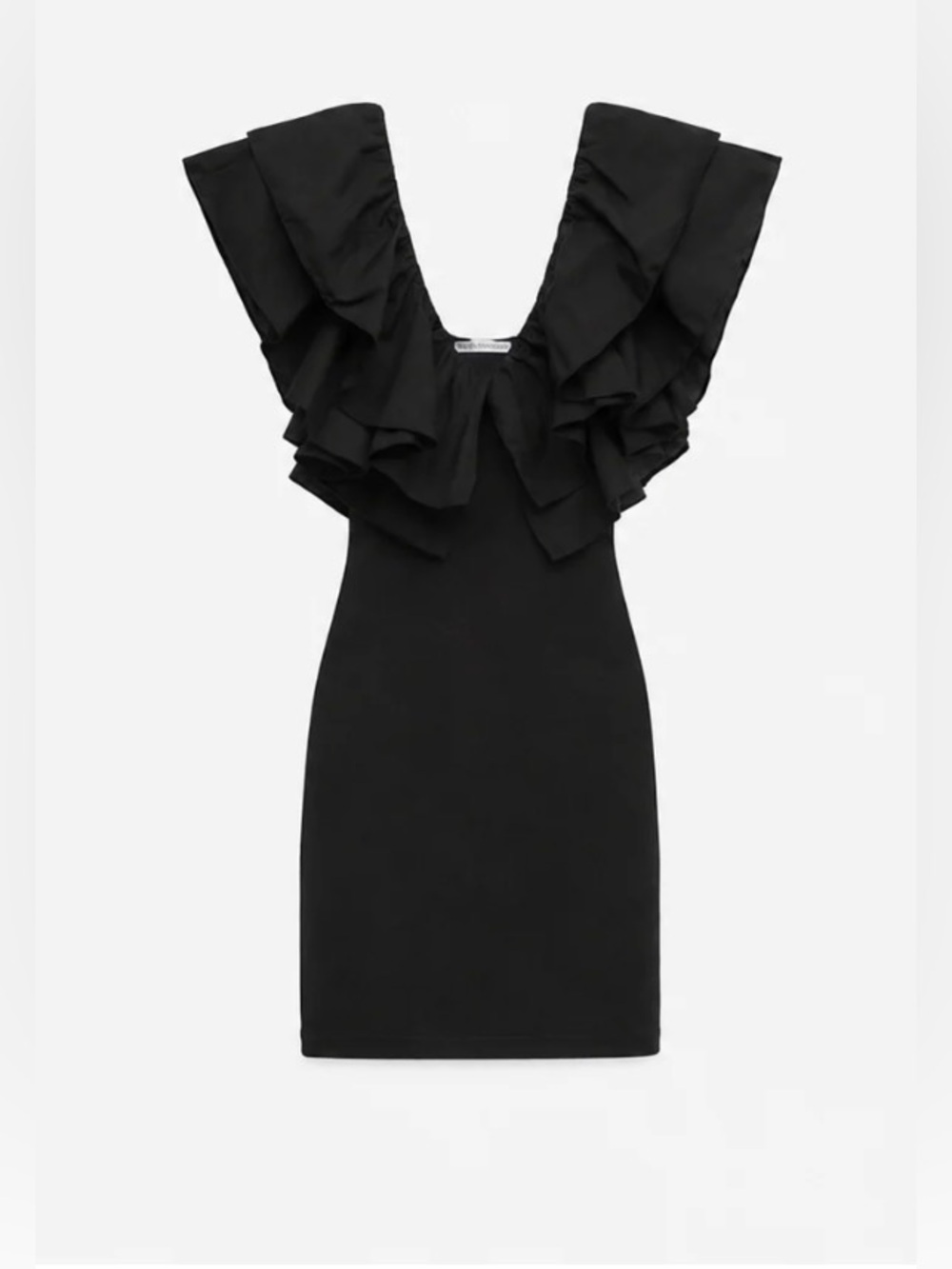 Zara Black Ruffle Mini Dress - Picture 2 of 9